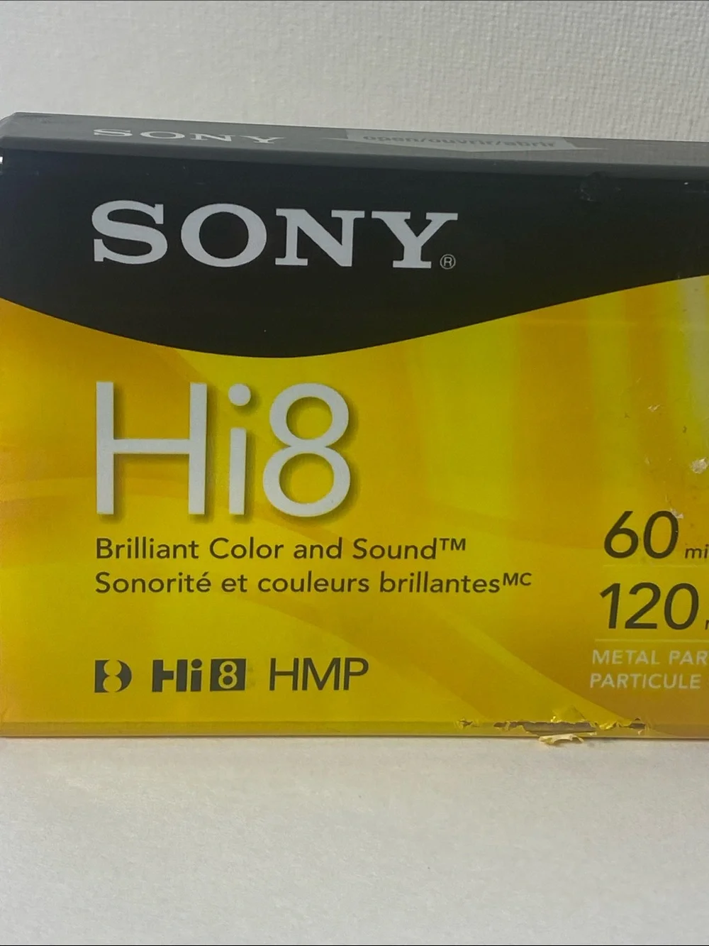 Sony Hi8 Video Cassette - Yellow and Black Packaging